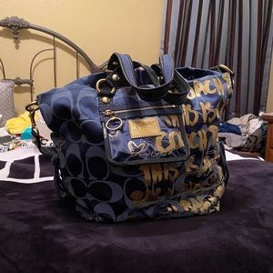 RARE navy denim poppy coach purse